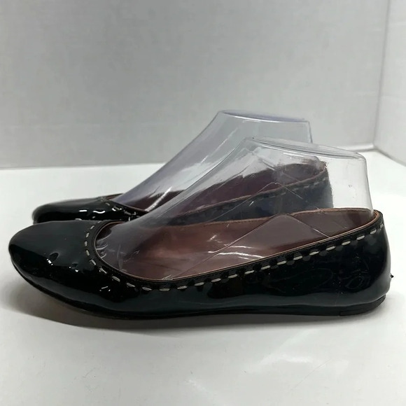 Alaia Paris Ballet Flat Patent Leather Slip On Round Toe Shoes Black Size 36.5 - Picture 3 of 10